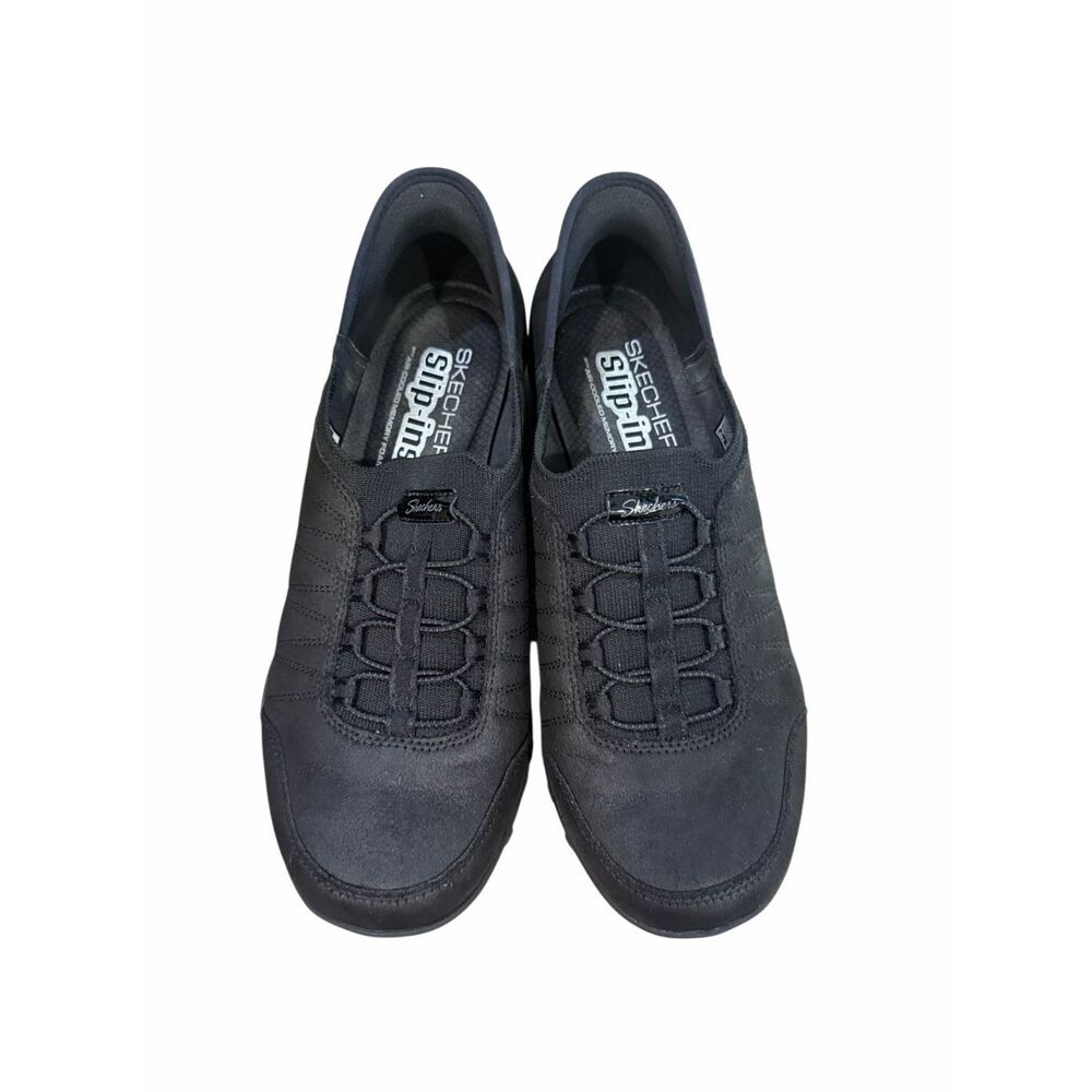 Sketchers black slip on sneakers- size 9.5